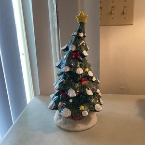 Russ Vtg Ceramic Lit Up Christmas Tree Candle Holder